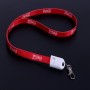 Lanyard personalizzato rosso e cavo di ricarica USB Cavo di ricarica USB 2 in 1 con LOGO