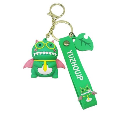 Portachiavi in PVC personalizzato a forma di dinosauro in stile cartone animato, ideale come regalo promozionale.